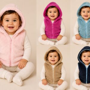 Chaleco de Corderito con cierre y capucha "Lalunito" T.(1 al 4)(Hasta 18 meses aprox) Surtido de colores