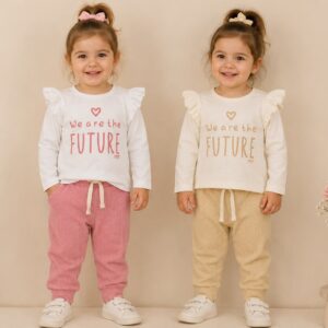 Conjunto Remera con volados y pantalon panal NENA Yaby T.(6-9/9-12/12-18/24 meses) Art.26706