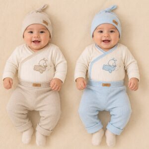 Conjunto 3 piezas Nene Yaby (Pantalon y gorro Pixel + body canale) T.(RN/0-3/3-6) Art.26603