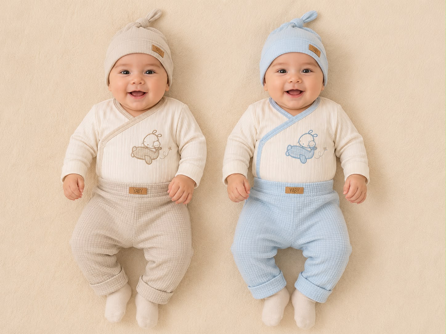 Conjunto 3 piezas Nene Yaby (Pantalon y gorro Pixel + body canale) T.(RN/0-3/3-6) Art.26603