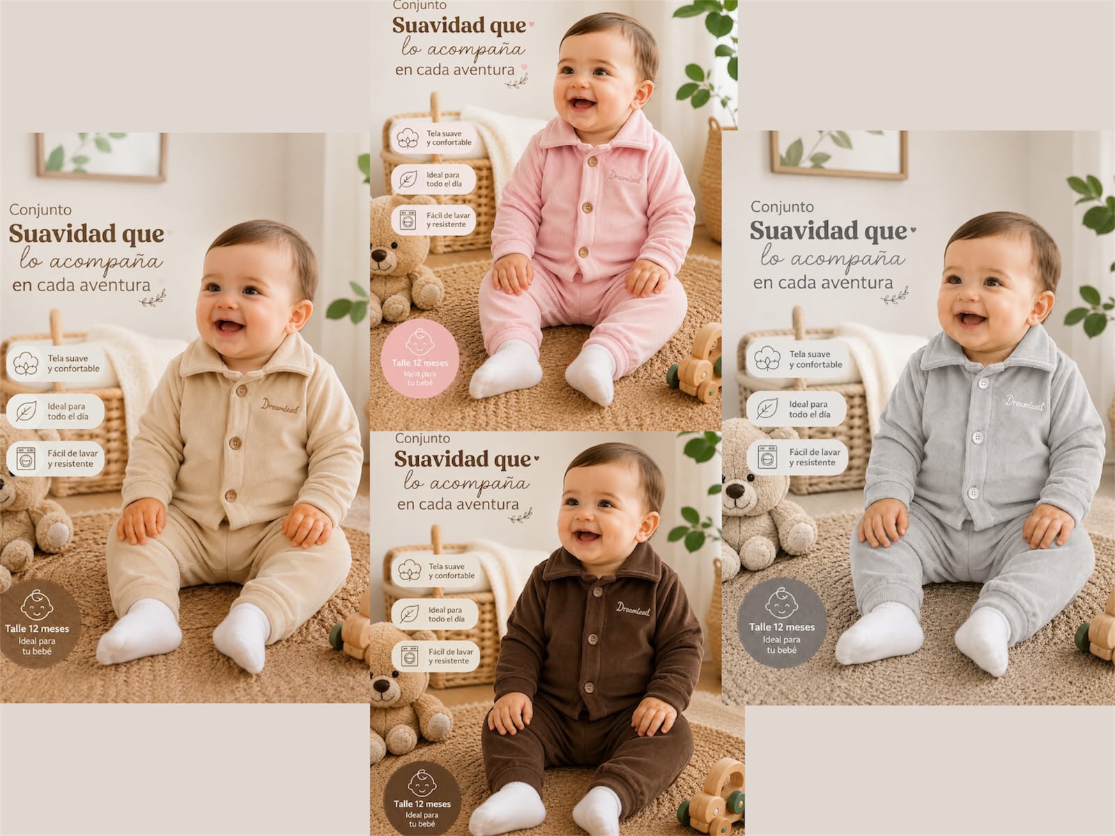 Conjunto Chenille (Campera y Pantalon) “Magali Babies” T.(2 Al 5)(Hasta 1 año aprox)
