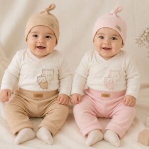 Conjunto 3 piezas Algodon nena Yaby (Pantalon y gorro Pixel + body canale) T.(RN/0-3/3-6) Art.26602