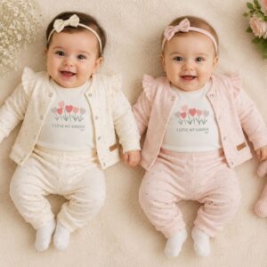 Conjunto 3 piezas Nena (Saquito y pantalon labrado + body interlock) Yaby T.(RN/0-3/3-6 meses) Art.26600