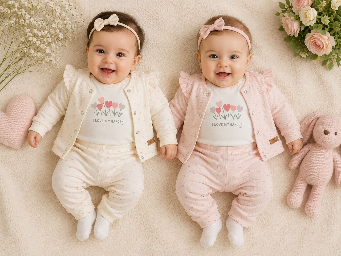 Conjunto 3 piezas Nena (Saquito y pantalon labrado + body interlock) Yaby T.(RN/0-3/3-6 meses) Art.26600