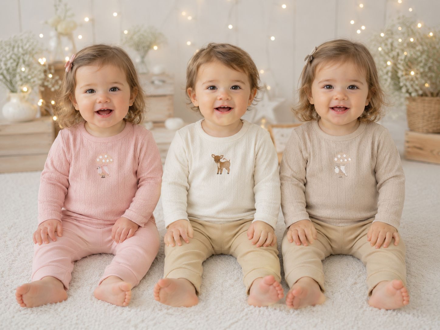 Conjunto Algodon Desagujado (Camiseta Y Pantalon) Dreams T.(6-9-12-18 meses) Art.469