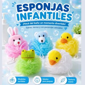 Esponja de baño infantil “Analia Babies” Pack x 6 Surtido de Colores