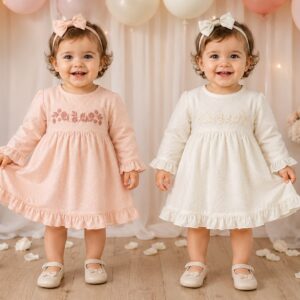 Vestido Plumeti con volados  “Yaby” T.(3-6/6-9/9-12/12-18 meses) Art.26704