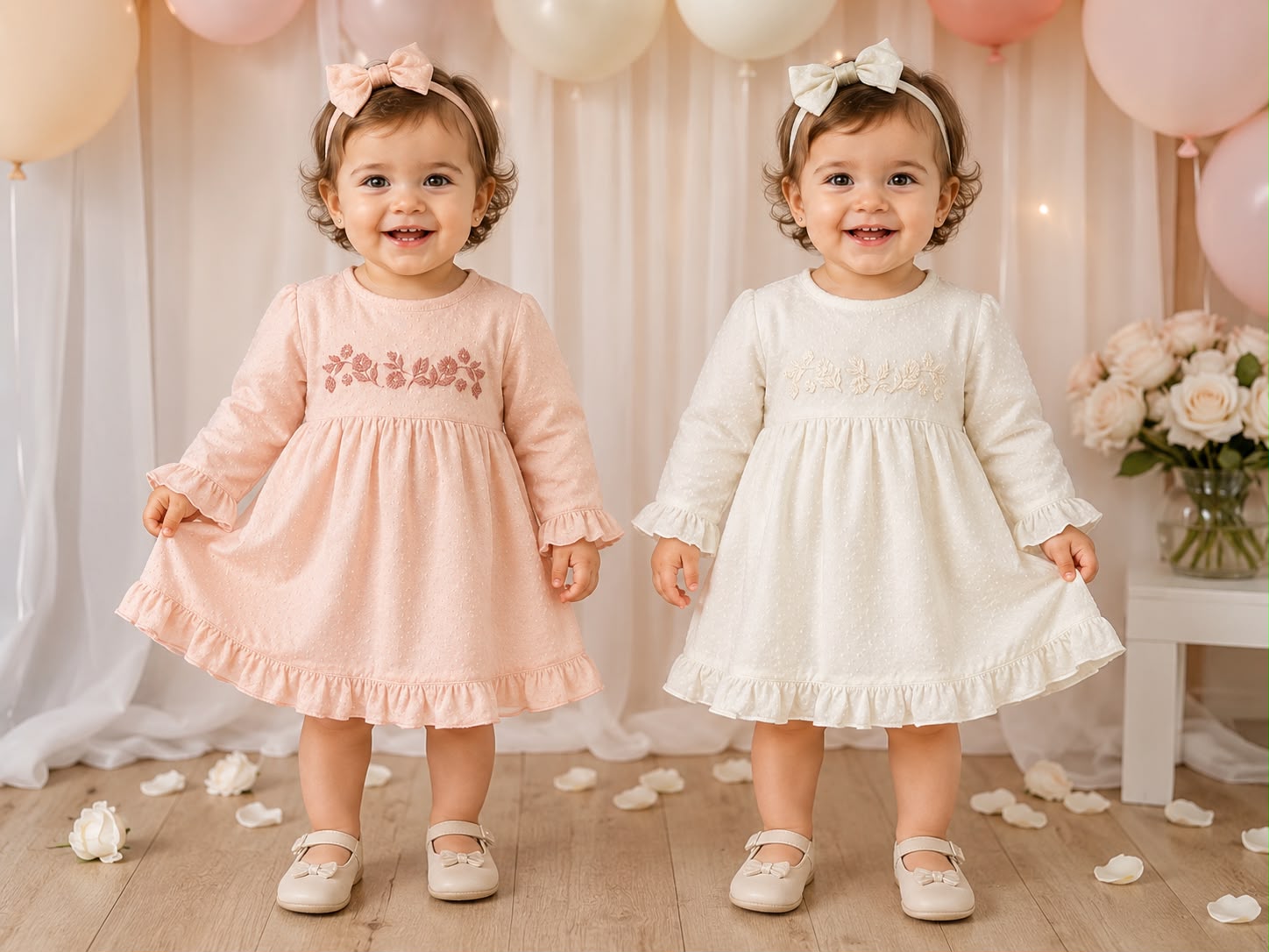Vestido Plumeti con volados  “Yaby” T.(3-6/6-9/9-12/12-18 meses) Art.26704