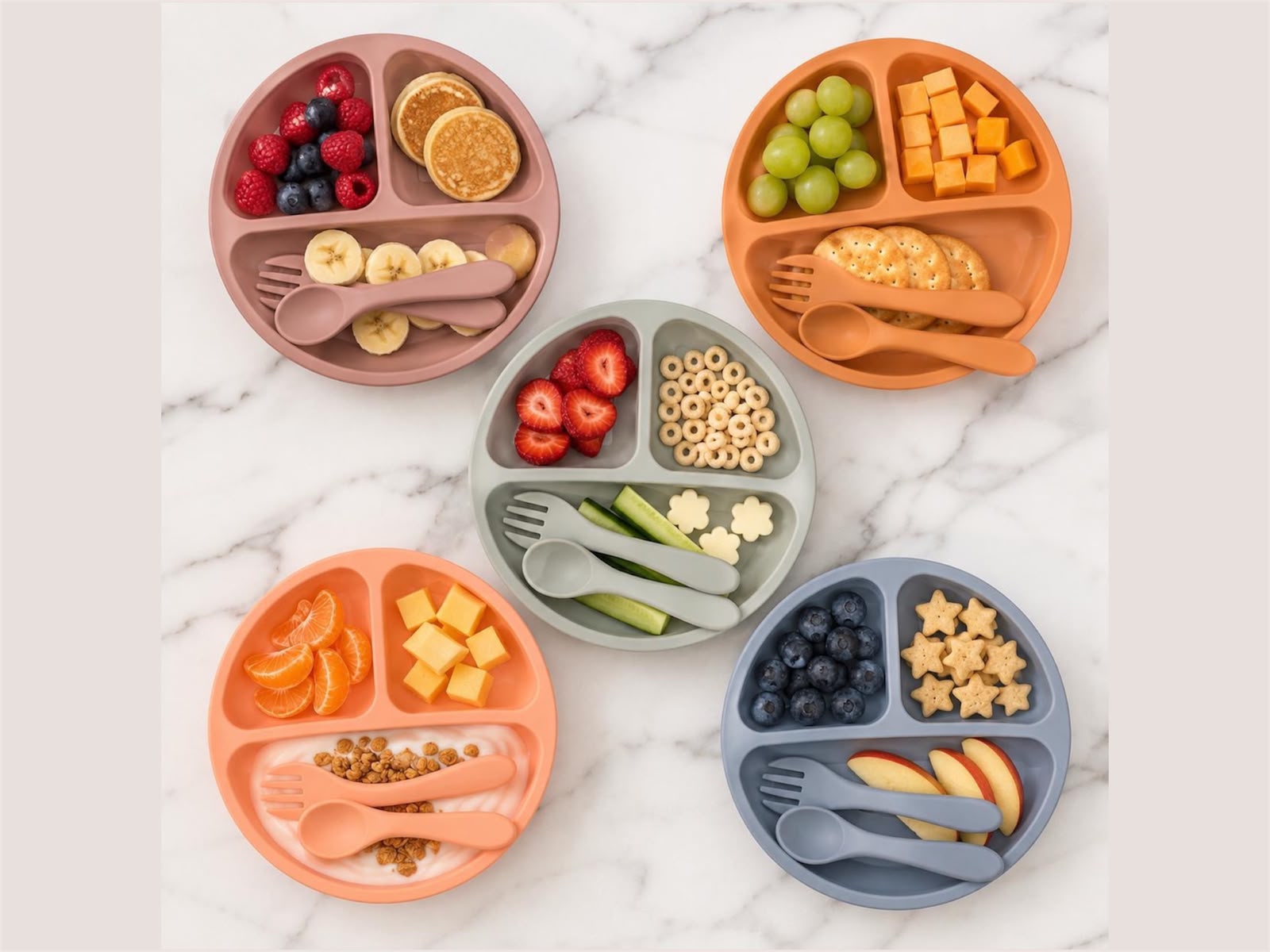 Plato Silicona Sopapa Con Cubiertos “Analia Babies” OFERTA
