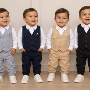Conjunto Fiesta Bautismo nene (Chaleco, Camisa, pantalón y moño) T.(2-4-6) (Hasta 3 años)