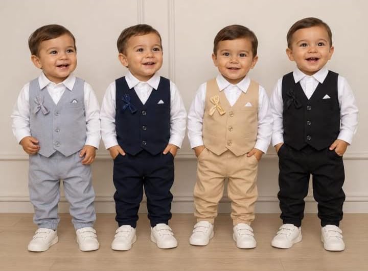 Conjunto Fiesta Bautismo nene (Chaleco, Camisa, pantalón y moño) T.(2-4-6) (Hasta 3 años)
