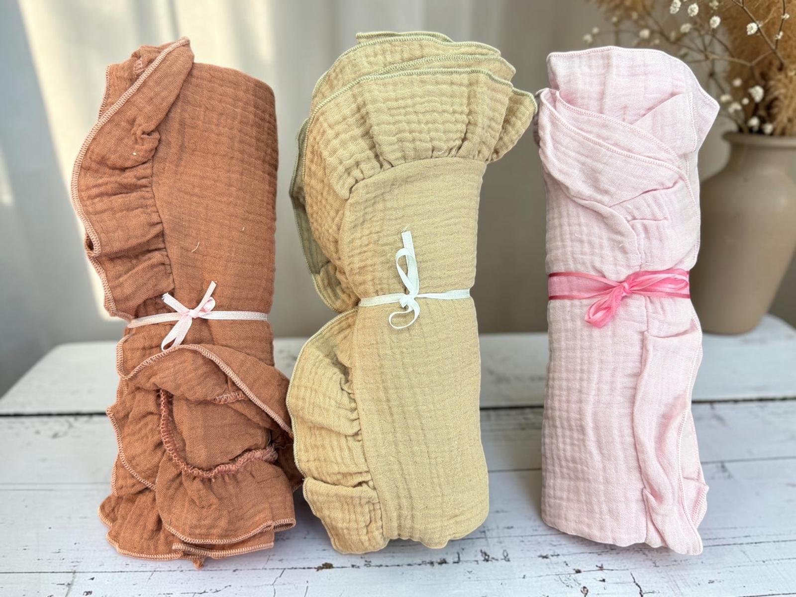 Manta “gasa baby cotton” con volados (1 x 0,75cm) Kelly Babies