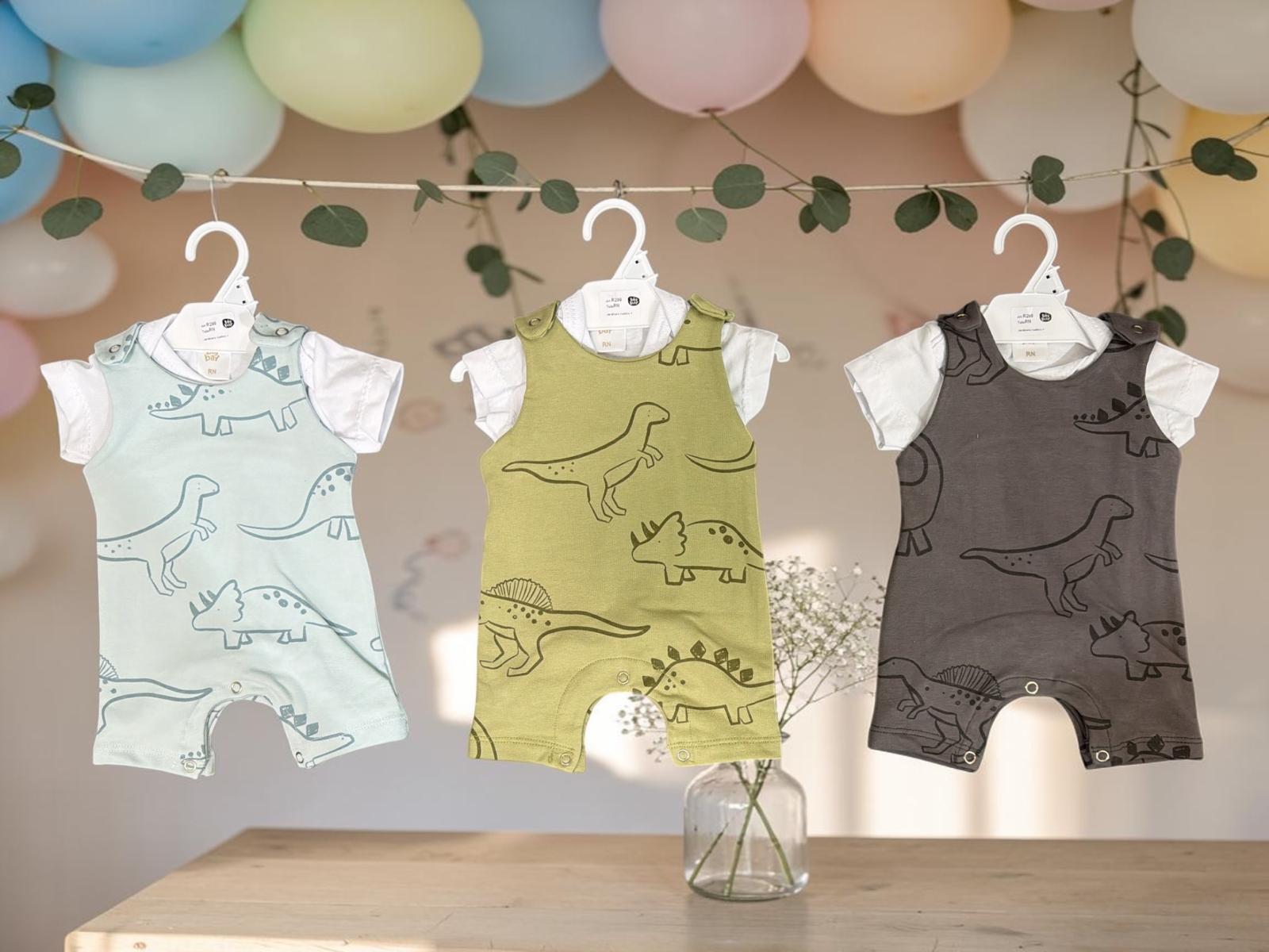 Jardinero estampado algodon rustico + Body “Big Bay” T.(RN/0-3/3-6/6-9/9-12 meses) Art.299