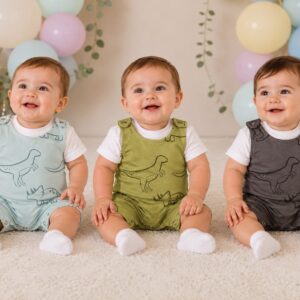 Jardinero estampado algodon rustico + Body “Big Bay” T.(RN/0-3/3-6/6-9/9-12 meses) Art.299