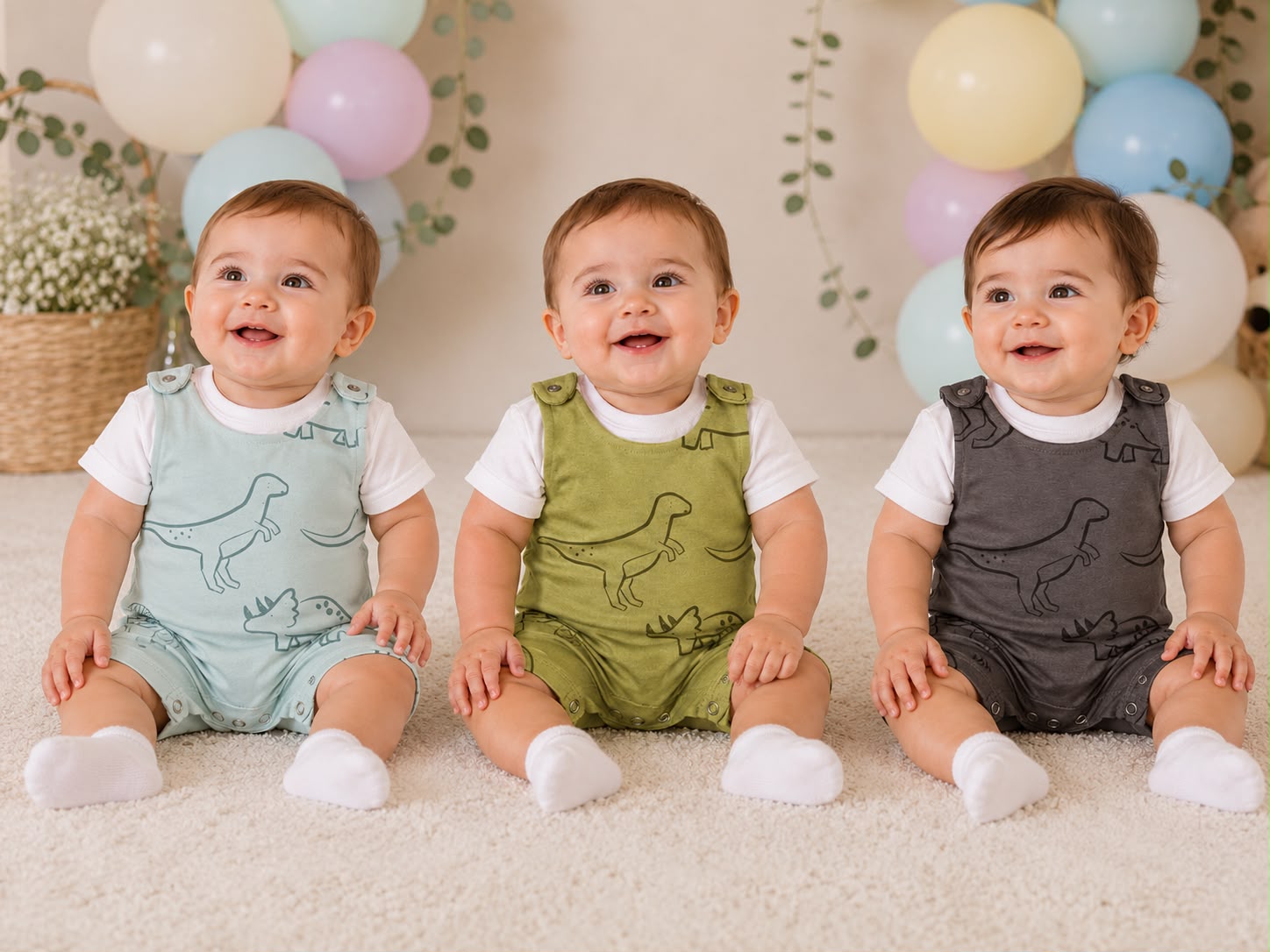 Jardinero estampado algodon rustico + Body “Big Bay” T.(RN/0-3/3-6/6-9/9-12 meses) Art.299
