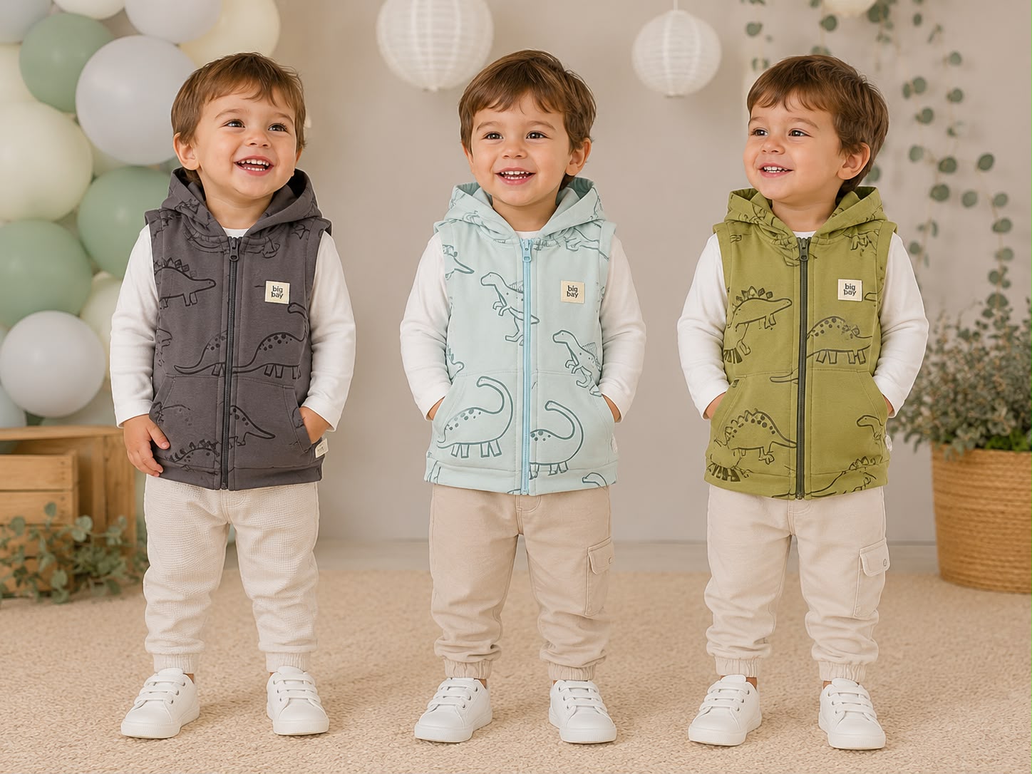 Chaleco con capucha estampado algodon rustico “Big Bay” T.(6-9/9-12/18/24/36 meses) Art.220