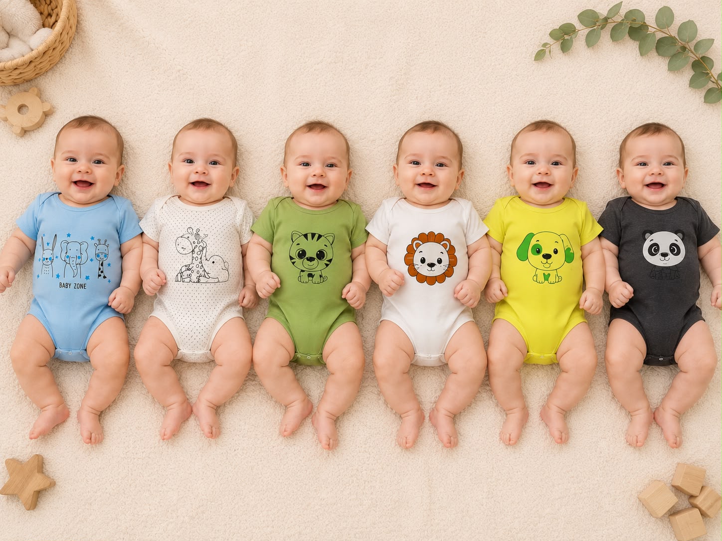 Bodys Manga Corta estampados “Carlos Babies” T.(0 al 3) Pack x 12 (Segunda Seleccion)