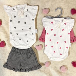 Conjunto (Body + Short de Jean con volados) “Cheito” T.(0-1-3-6 meses) Art.7635