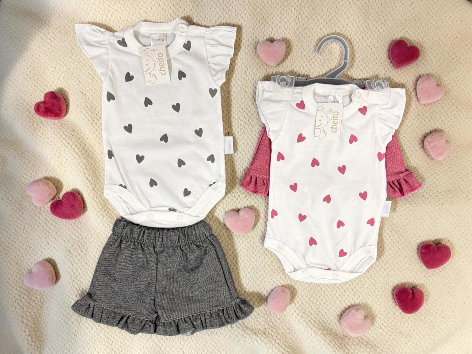 Conjunto (Body + Short de Jean con volados) “Cheito” T.(0-1-3-6 meses) Art.7635