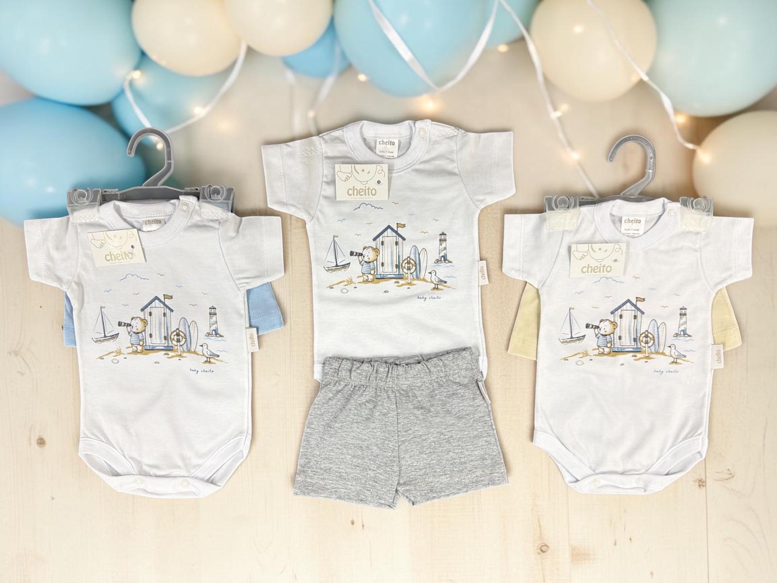 Conjunto Algodon (Body + Short) “Cheito” T.(0-1-3-6 meses) Art.7633
