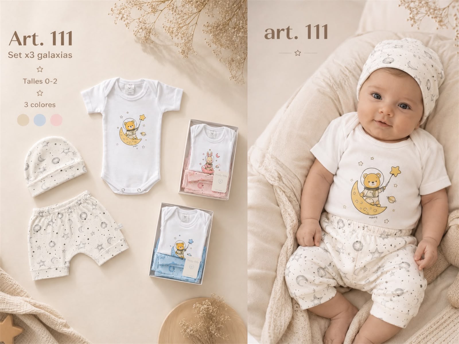 Set En Caja 3 piezas Manga Corta Micky Baby T.(0-1-2) Art.111