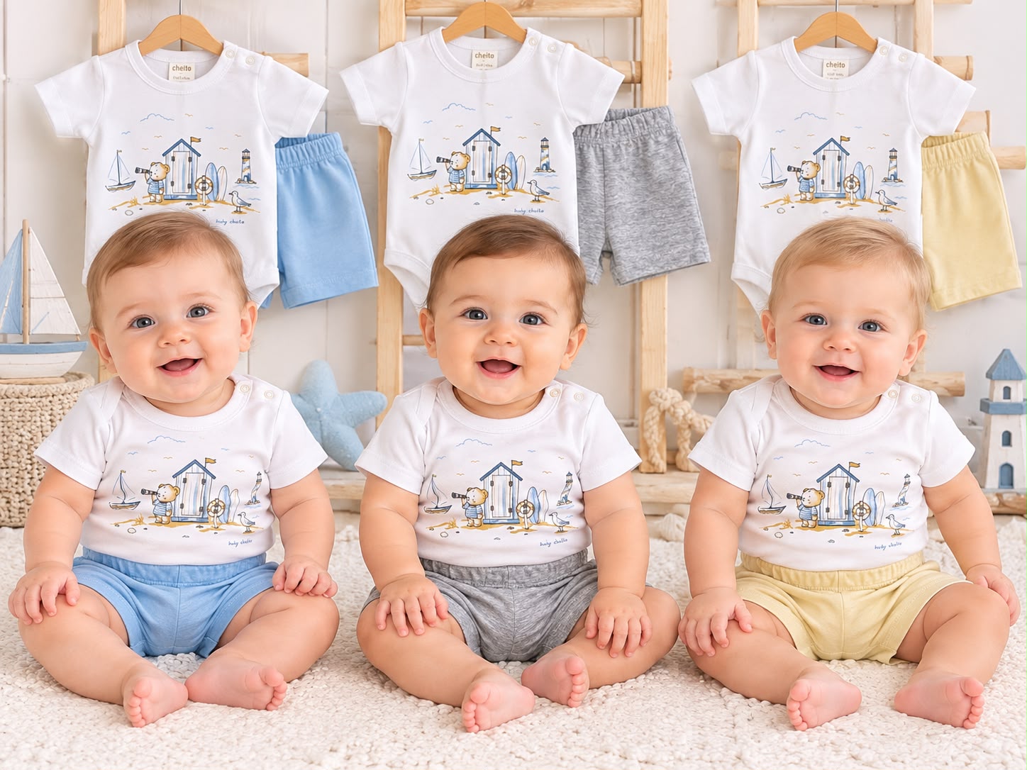 Conjunto Algodon (Body + Short) “Cheito” T.(0-1-3-6 meses) Art.7633