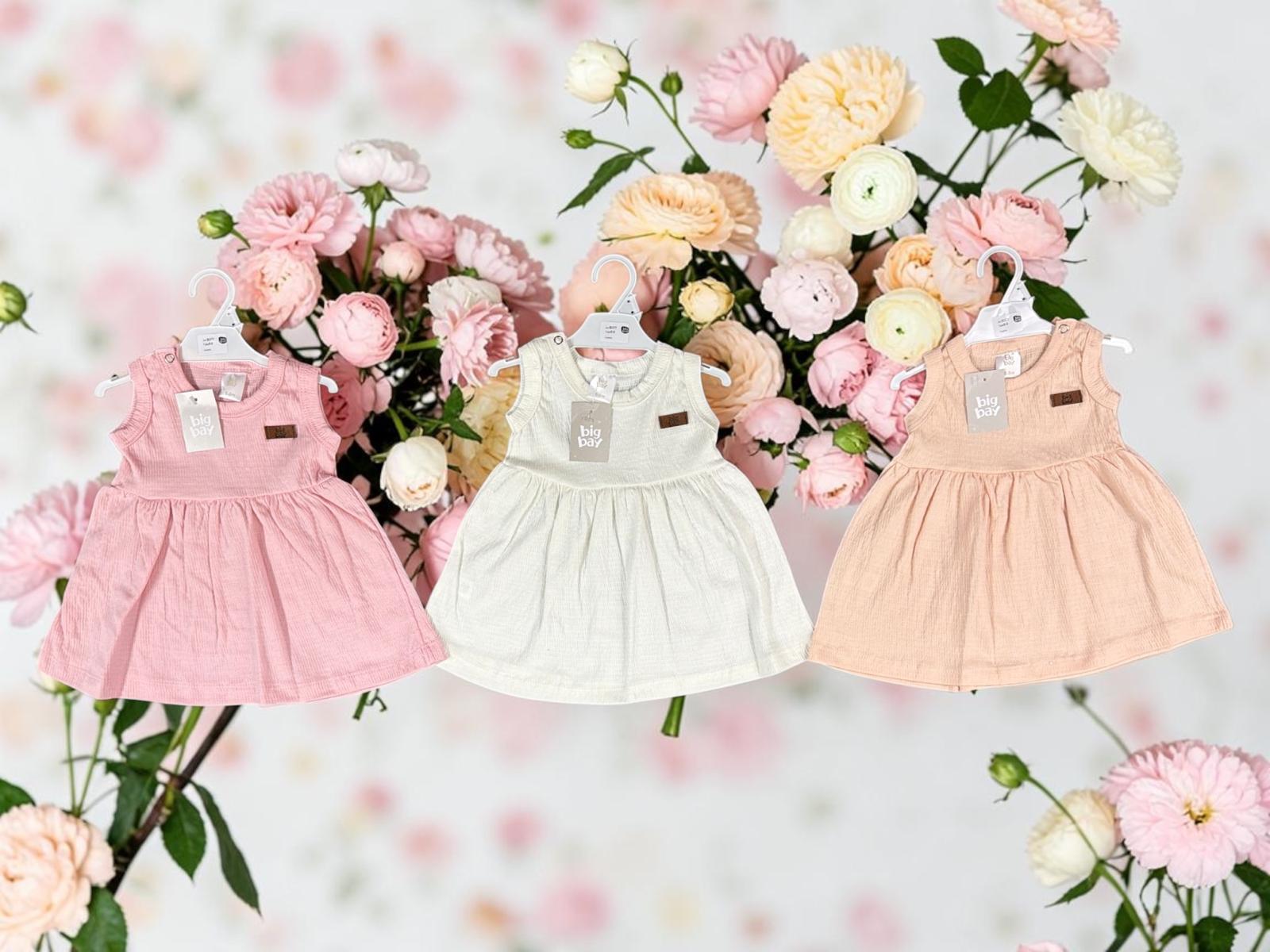 Vestido Liso Bambula “Big Bay” T.(6-9/9-12/18/24/36 Meses) Art.377