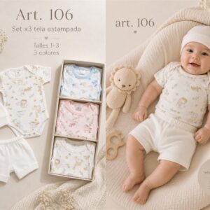 Set En Caja 3 Piezas Manga Corta Micky Baby T.(0-1-2) Art.106