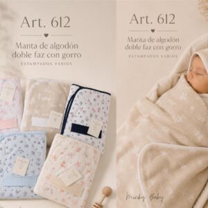 Manta Algodon Doble Faz con gorro Micky Baby Art.612 Surtido De Colores