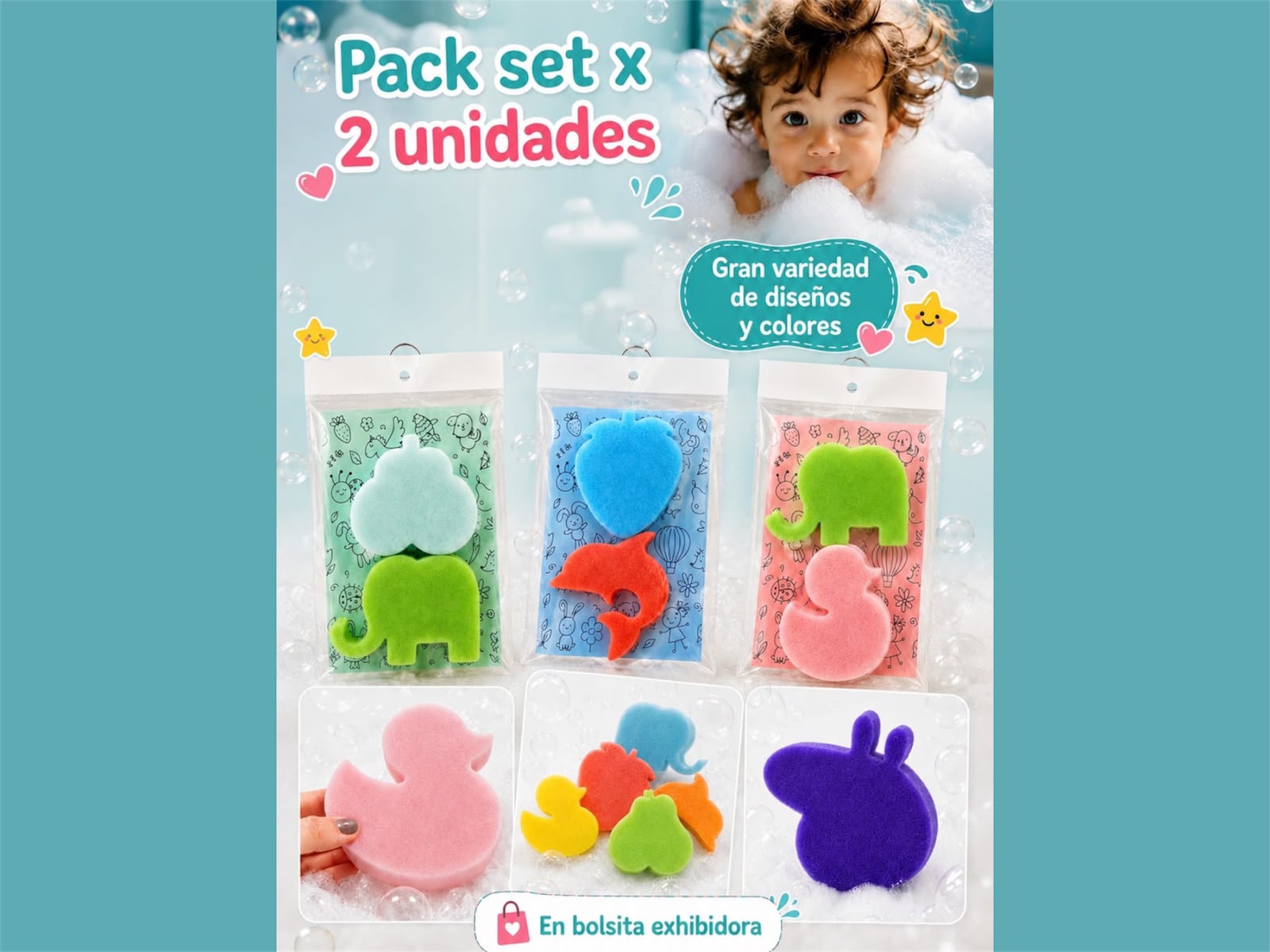 Set x 2 Esponjas de Baño En Blister “Analia Babies”