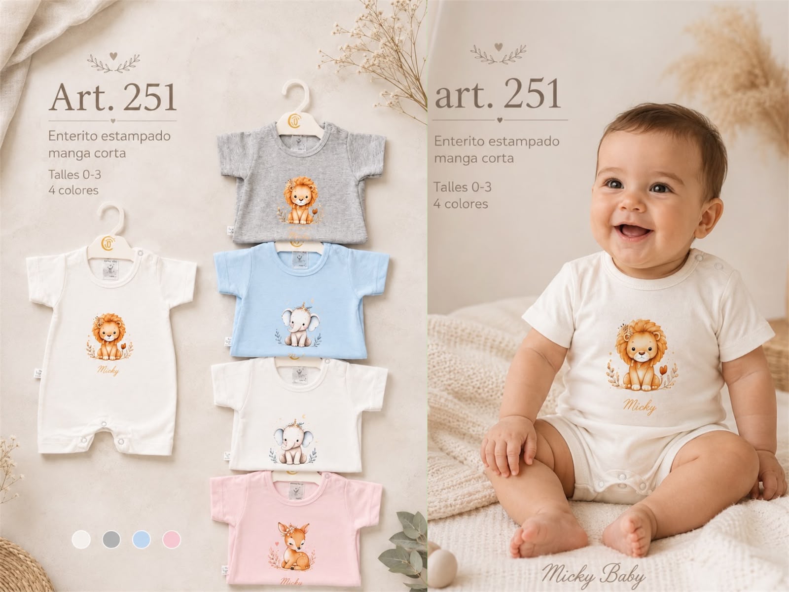 Entero Manga corta Micky Baby T.(0 al 3) Art.251