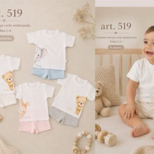 Conjunto Manga Corta (Remera y Short) Micky Baby T.(1 al 4)(Hasta 18 meses aprox)) Art.519