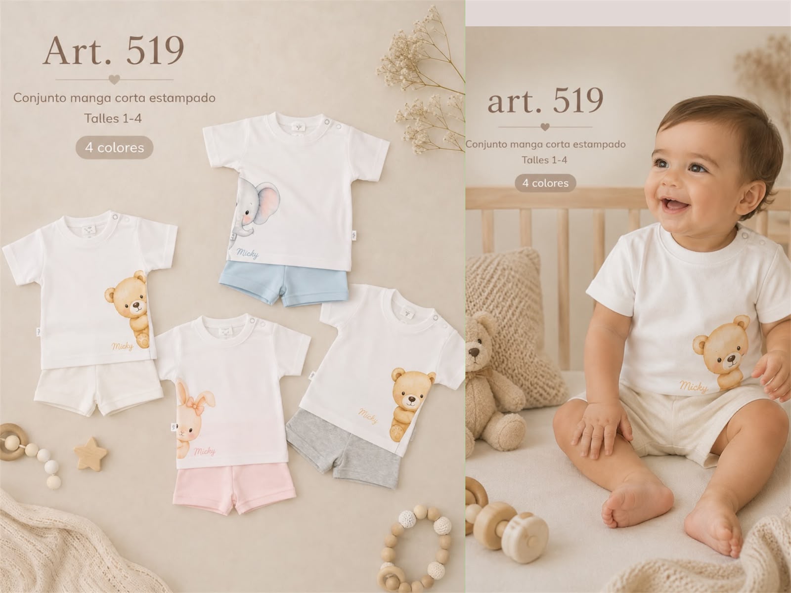 Conjunto Manga Corta (Remera y Short) Micky Baby T.(1 al 4) Art.519