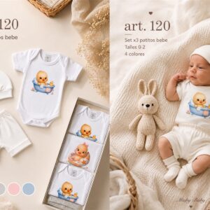 Set En Caja 3 Piezas Manga Corta Micky Baby T.(0-1-2) Art.120
