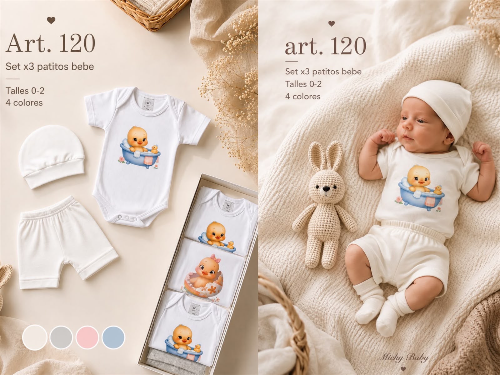 Set En Caja 3 Piezas Manga Corta Micky Baby T.(0-1-2) Art.120