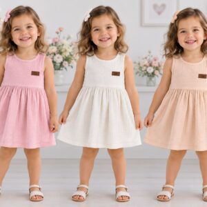 Vestido Liso Bambula “Big Bay” T.(6-9/9-12/18/24/36 Meses) Art.377