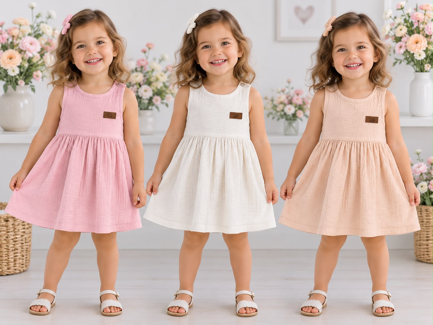 Vestido Liso Bambula “Big Bay” T.(6-9/9-12/18/24/36 Meses) Art.377