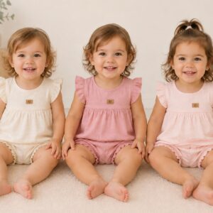 Conjunto Vestido con volados y bombachon “Cloque”Gamise T.(1 al 5) Art.28003