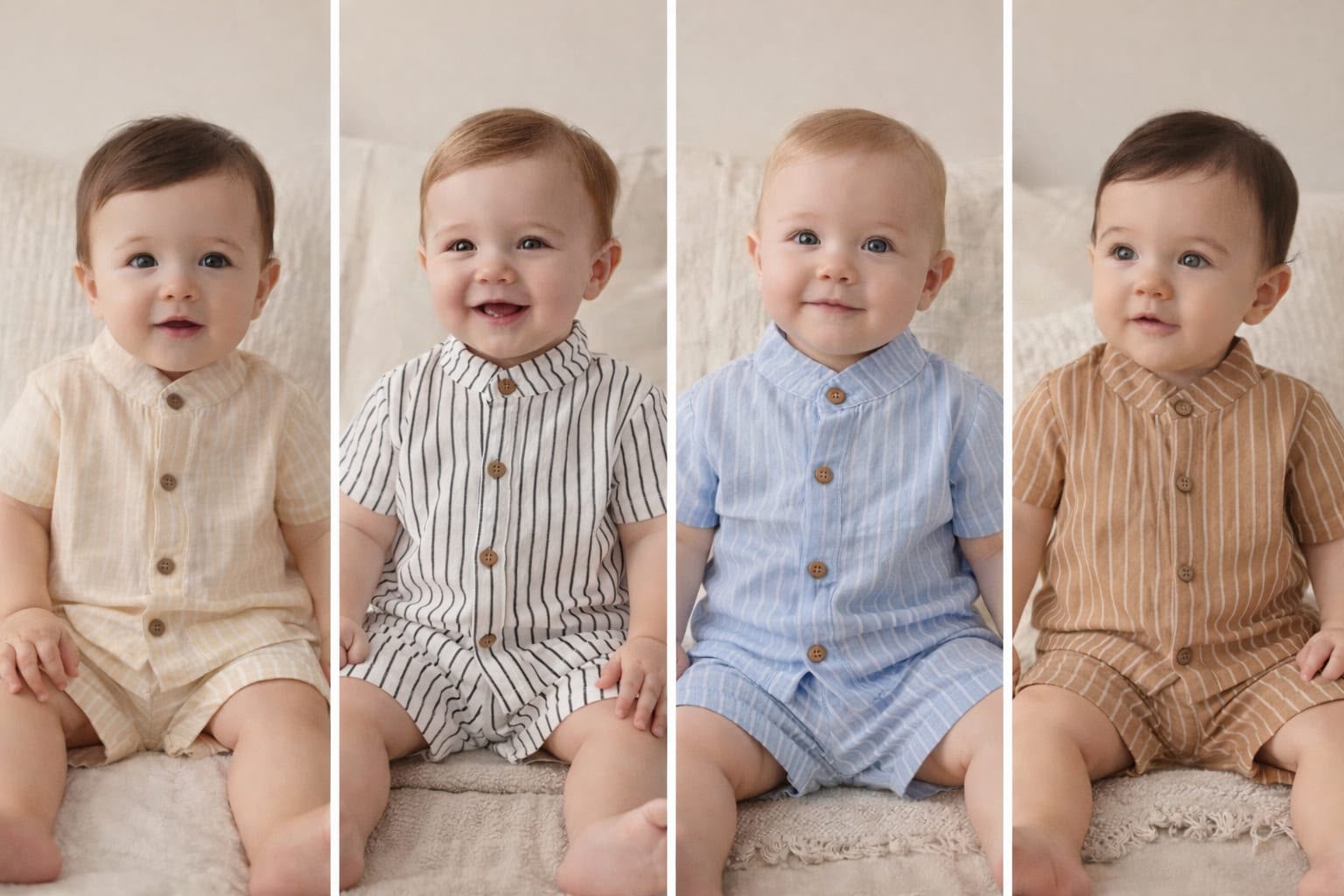 Conjunto Rayado Lino (Camisa y Short) “Magali babies” T.(2 al 6)