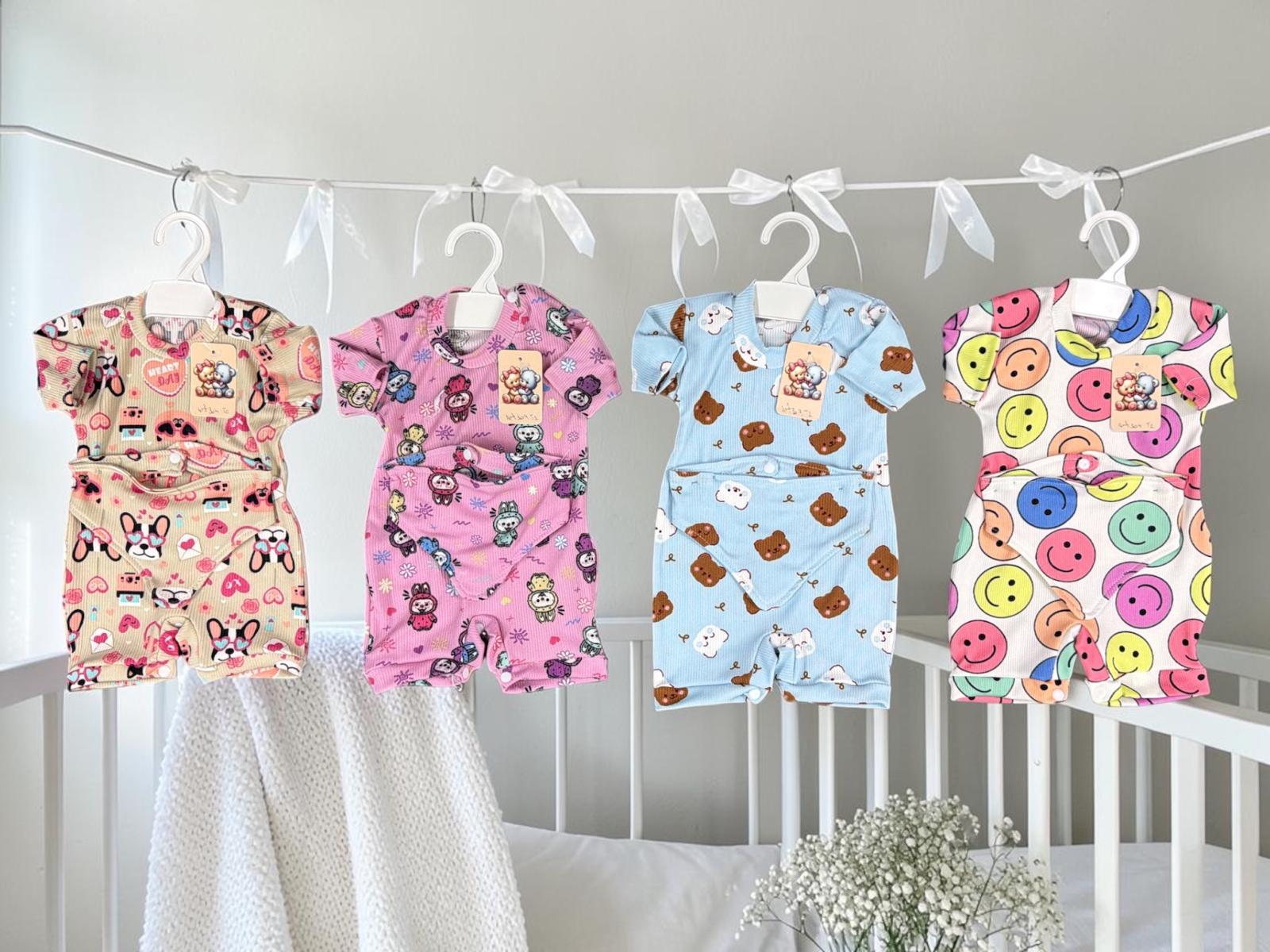 Entero Estampado Micromorley con Bandana “Andy” T.(0-1-2) Pack x 6 SUPEROFERTA