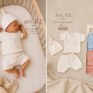 Set en caja 3 piezas manga corta desagujado Micky Baby T. (1-2-3) Art 112