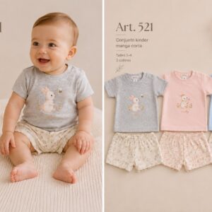 Conjunto kinder Manga Corta (remera y short) Micky Baby T. (1 al 4) Art. 521