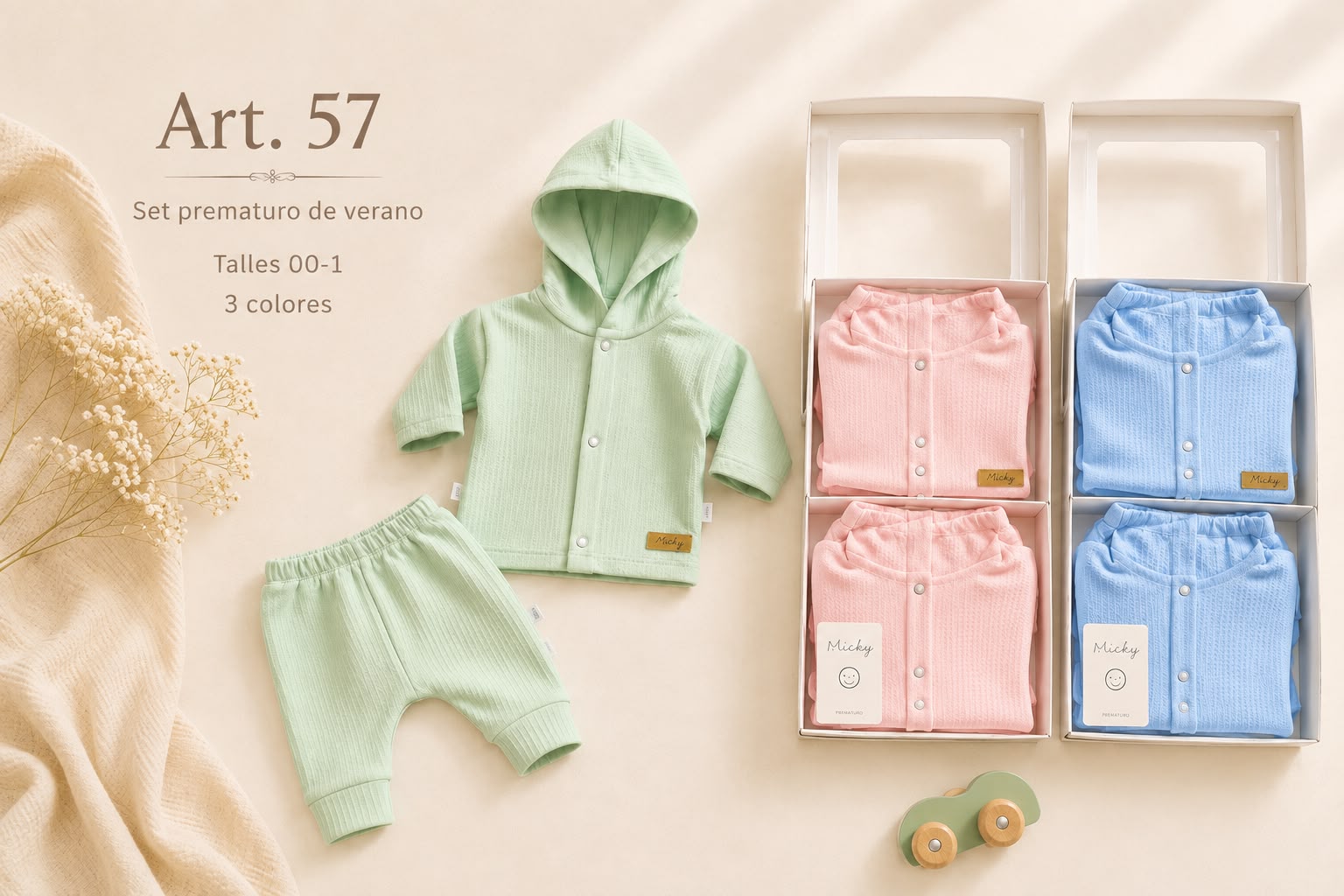 Set en Caja con Campera y Pantalon PREMATURO Micky Baby T. (00 al 1) Art. 57