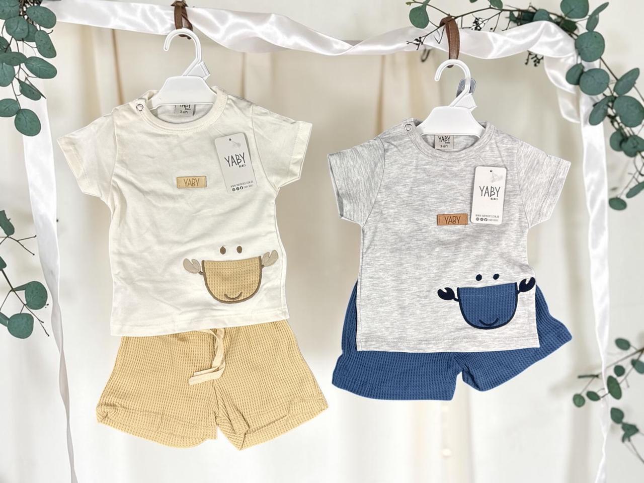 Conjunto de Remera Bordada y Short de Waffle Yaby T. (3-6, 6-9, 9-12 y 12-18 meses) Art. 27010