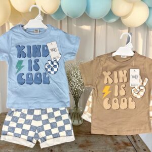 Conjunto de Remera y Short de Algodon Rustico Cuadrille Yaby T. (9-12, 12-18, 24 y 36 meses) Art. 27015
