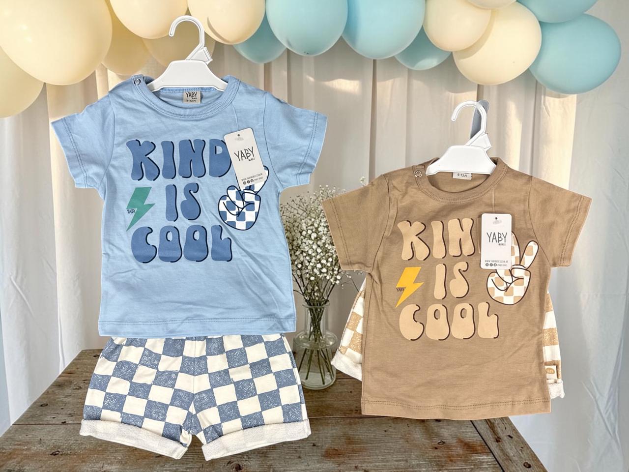 Conjunto de Remera y Short de Algodon Rustico Cuadrille Yaby T. (9-12, 12-18, 24 y 36 meses) Art. 27015