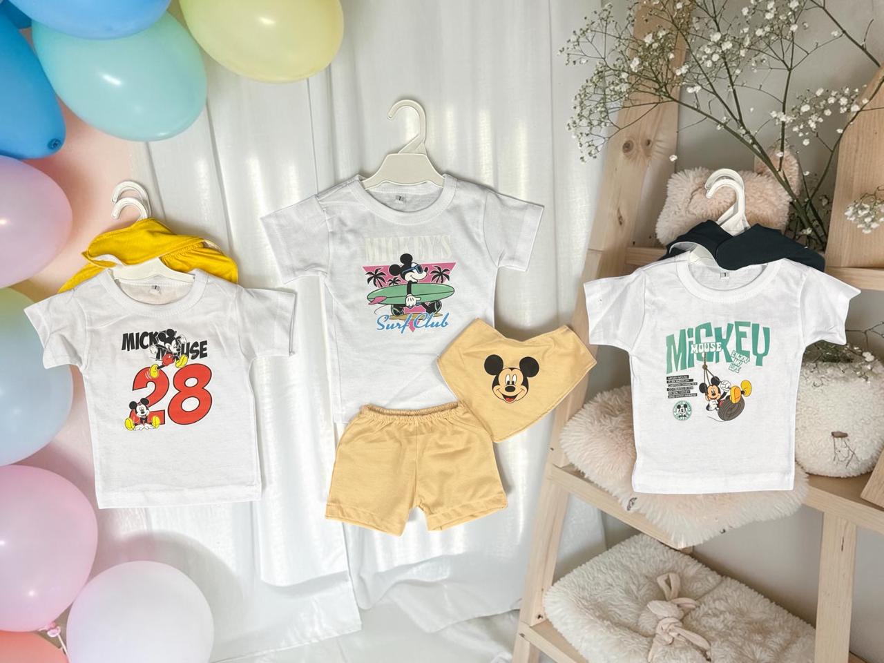 Conjunto Estampado de Mickey de Body, Short y Bandana Microbaby T (1 al 5) Art. 3151