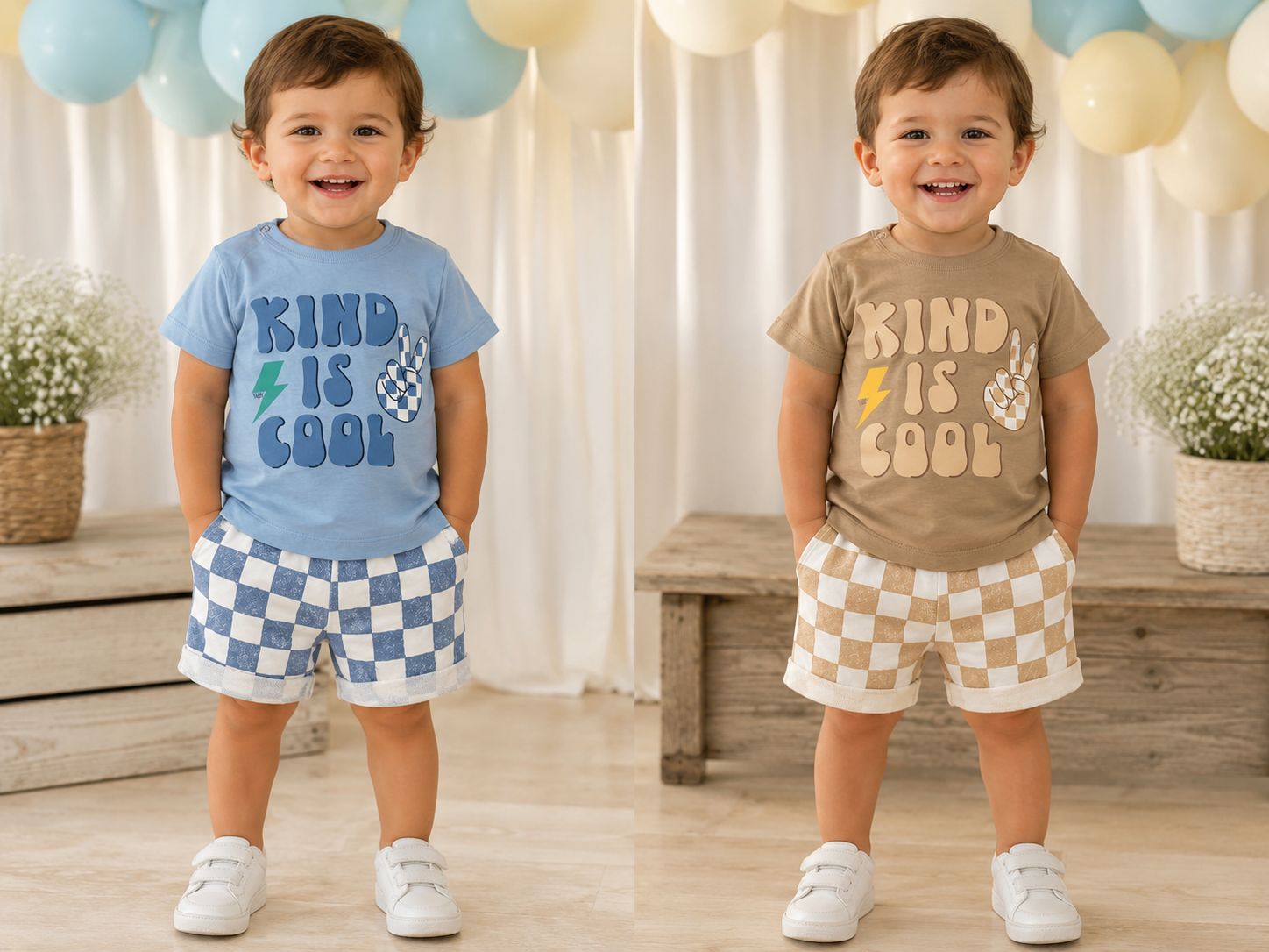 Conjunto de Remera y Short de Algodon Rustico Cuadrille Yaby T. (9-12, 12-18, 24 y 36 meses) Art. 27015