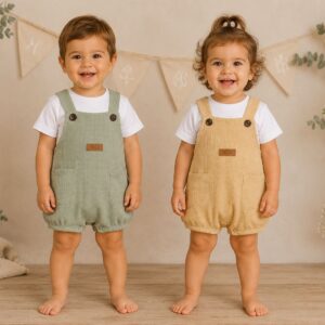 Jardinero Waffle con Remera de Algodon Yaby T. (3-6, 6-9, 9-12 y 12-18 meses) Art. 27001