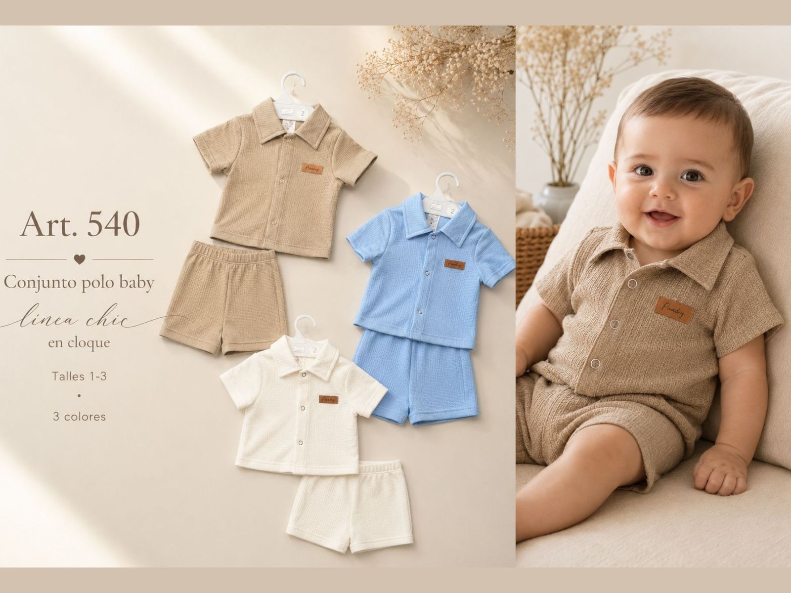 Conjunto Camisa y Short “Waffle” Micky Baby T.(1 al 3) Art.540